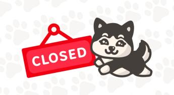 Illustration of Husky with "closed" sign.
