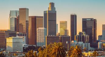 Photograph of Los Angeles skyline.