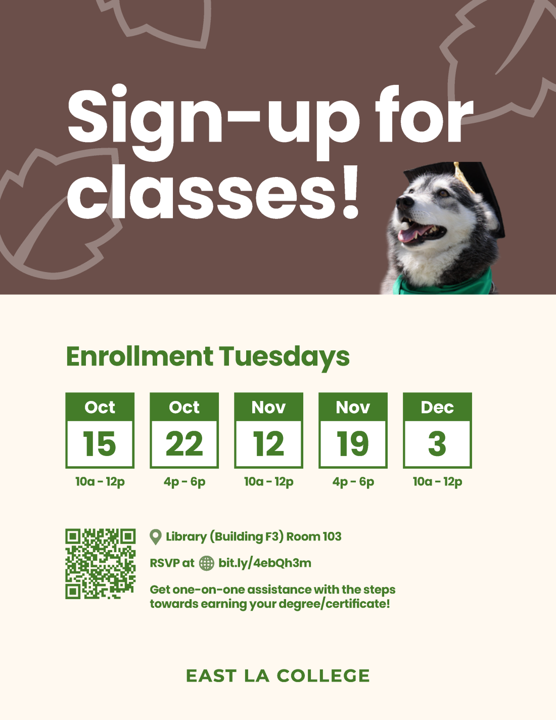 Enrollment Tuesdays October November Decmeber 2024.