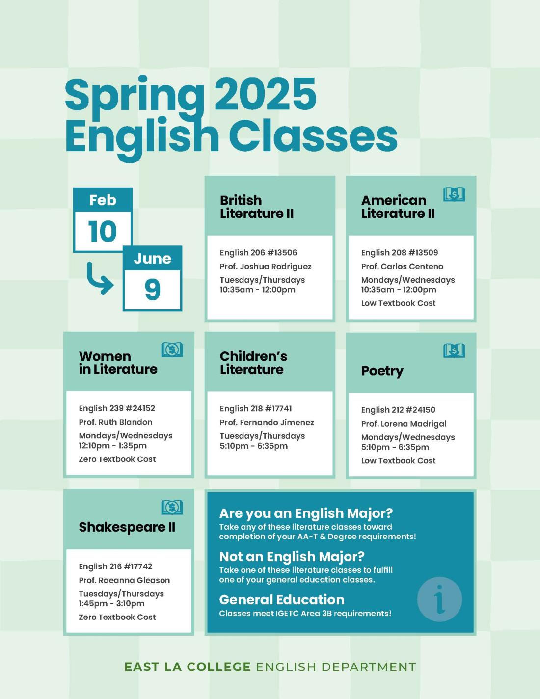 ELAC English Spring 2025 Classes