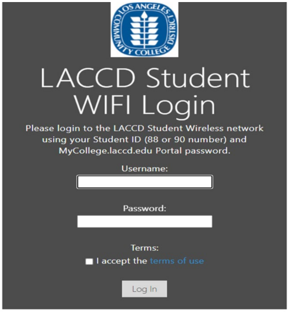 LACCD Student Wi-Fi Login